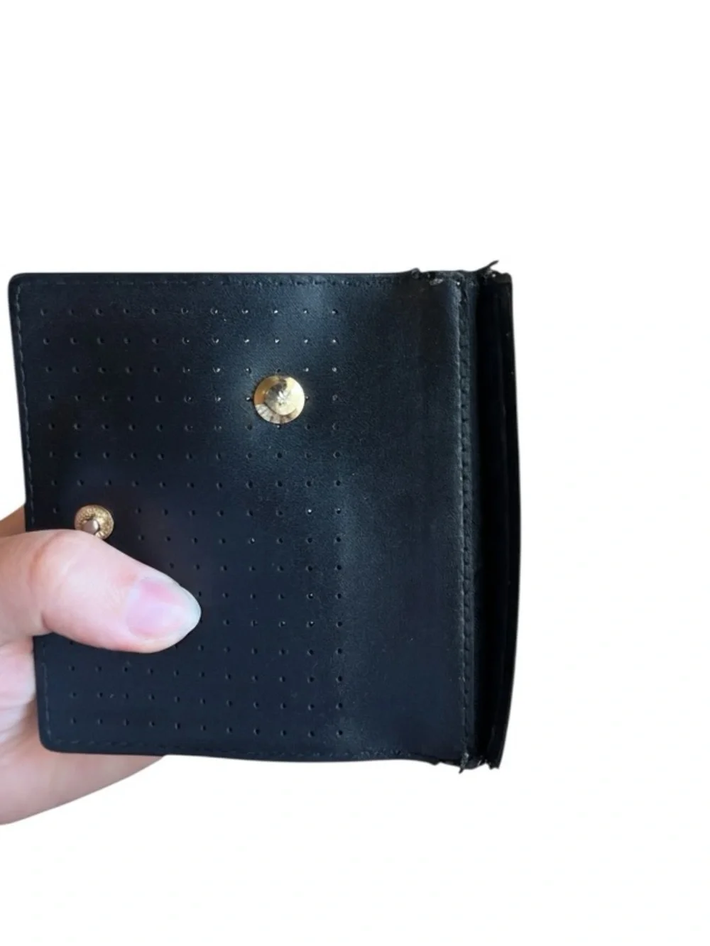 Michael Kors Jet Set Black Perforated Leather Star Stud Bifold Wallet - GUC - Picture 4 of 4